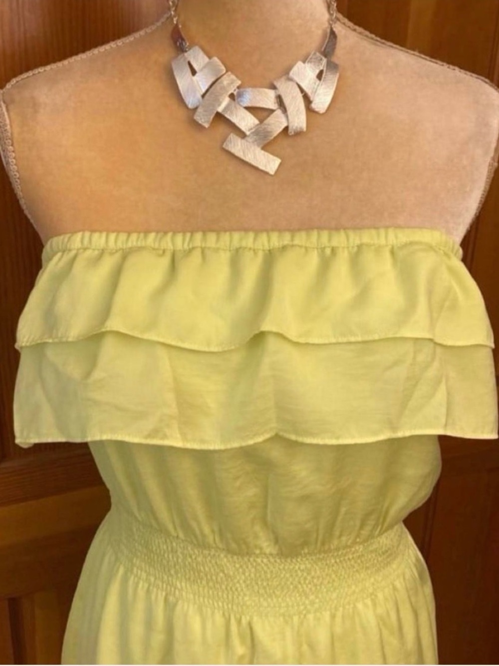 Strapless Ruffle Tier Yellow Sundress - Picture 8 of 9